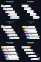 plantilla de diapositiva de presentación del paquete de infografías vectoriales 6 diagramas de ciclo de 5 pasos y líneas de tiempo vector