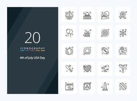 20 Usa Outline icon for presentation vector