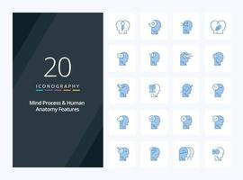 20 Mind Process And Human Features Blue Color icon for presentation vector