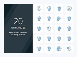 20 Mind Process And Human Features Blue Color icon for presentation vector