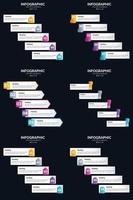 plantilla de diapositiva de presentación del paquete de infografías vectoriales 6 diagramas de ciclo de 5 pasos y líneas de tiempo vector