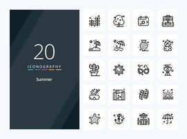 20 Summer Outline icon for presentation vector