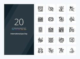 20 International Jazz Day Outline icon for presentation vector