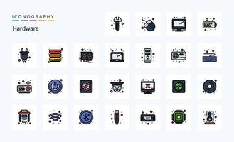 paquete de iconos de estilo lleno de línea de hardware 25 vector