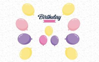 Happy Birthday lettering text banner with balloon Background vector