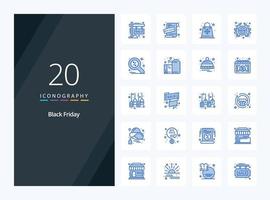 20 Black Friday Blue Color icon for presentation vector