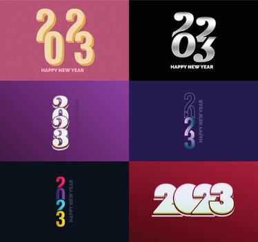 Big Set of 2023 Happy New Year logo text design 2023 number design template vector