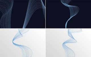 conjunto de 4 líneas de ondas abstractas de fondo de patrón de onda geométrica vector