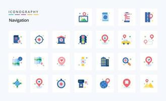 25 Navigation Flat color icon pack vector