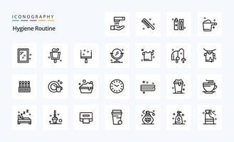 25 Hygiene Routine Line icon pack vector