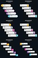 plantilla de diapositiva de presentación del paquete de infografías vectoriales 6 diagramas de ciclo de 5 pasos y líneas de tiempo vector