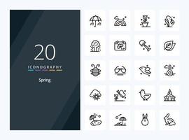 20 Spring Outline icon for presentation vector