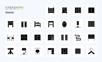 25 Interior Solid Glyph icon pack vector