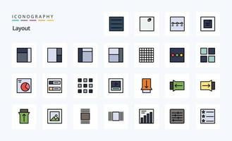 25 Layout Line Filled Style icon pack vector