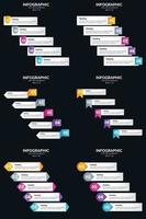 plantilla de diapositiva de presentación del paquete de infografías vectoriales 6 diagramas de ciclo de 5 pasos y líneas de tiempo vector