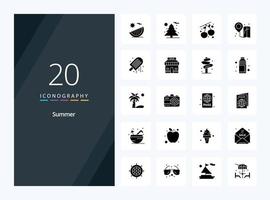 20 Summer Solid Glyph icon for presentation vector