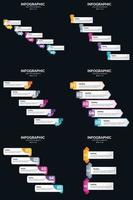 plantilla de diapositiva de presentación del paquete de infografías vectoriales 6 diagramas de ciclo de 5 pasos y líneas de tiempo vector