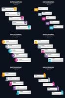 plantilla de diapositiva de presentación del paquete de infografías vectoriales 6 diagramas de ciclo de 5 pasos y líneas de tiempo vector