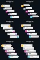 Vector 6 Infographics Pack Presentation slide template 5 Steps cycle diagrams and timelines