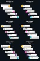 Vector 6 Infographics Pack Presentation slide template 5 Steps cycle diagrams and timelines