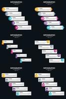 plantilla de diapositiva de presentación del paquete de infografías vectoriales 6 diagramas de ciclo de 5 pasos y líneas de tiempo vector