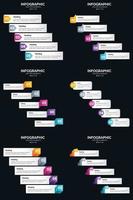 plantilla de diapositiva de presentación del paquete de infografías vectoriales 6 diagramas de ciclo de 5 pasos y líneas de tiempo vector