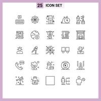 Set of 25 Modern UI Icons Symbols Signs for cleaner vehicle diet transportation bike Editable Vector Design Elements