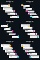 plantilla de diapositiva de presentación del paquete de infografías vectoriales 6 diagramas de ciclo de 5 pasos y líneas de tiempo vector