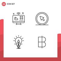 Group of 4 Filledline Flat Colors Signs and Symbols for communications bulb internet of things mouse electricity Editable Vector Design Elements