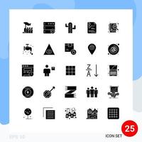 Set of 25 Modern UI Icons Symbols Signs for development education cactus school file Editable Vector Design Elements