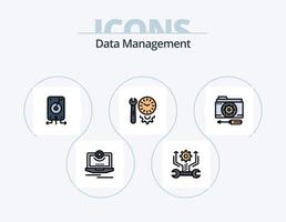 paquete de iconos lleno de línea de gestión de datos 5 diseño de iconos. servidor herramientas. usuario entorno . carpeta vector