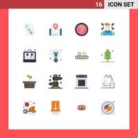 Group of 16 Modern Flat Colors Set for man information mobile info faq Editable Pack of Creative Vector Design Elements