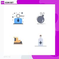 Editable Vector Line Pack of 4 Simple Flat Icons of business boots person danger hiking Editable Vector Design Elements