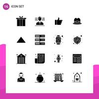 Group of 16 Solid Glyphs Signs and Symbols for video up like arrow tourism Editable Vector Design Elements