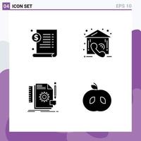 Pictogram Set of 4 Simple Solid Glyphs of document design dollar estate feedback Editable Vector Design Elements