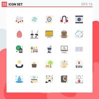 Set of 25 Modern UI Icons Symbols Signs for user sound heart head phone watch Editable Vector Design Elements