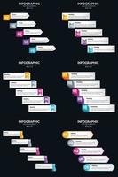 plantilla de diapositiva de presentación del paquete de infografías vectoriales 6 diagramas de ciclo de 5 pasos y líneas de tiempo vector