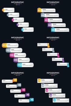 Vector 6 Infographics Pack Presentation slide template 5 Steps cycle diagrams and timelines