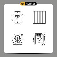 paquete de interfaz de usuario de 4 colores planos básicos de línea rellena de detalles de cabina de libro persona de alimentos que financia elementos de diseño vectorial editables vector