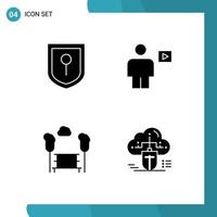 Mobile Interface Solid Glyph Set of Pictograms of location view body video mouse Editable Vector Design Elements