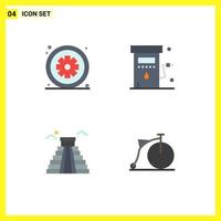 Mobile Interface Flat Icon Set of 4 Pictograms of asterisk station hospital gas landmark Editable Vector Design Elements