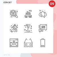 Universal Icon Symbols Group of 9 Modern Outlines of miscellaneous bottle rain hand christmas Editable Vector Design Elements