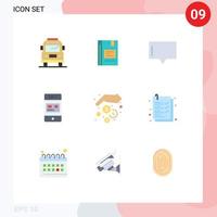 Pictogram Set of 9 Simple Flat Colors of store online notebook card talk Editable Vector Design Elements