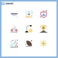 Modern Set of 9 Flat Colors and symbols such as devices cycling protection biking bicycle Editable Vector Design Elements