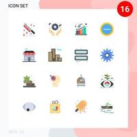 Modern Set of 16 Flat Colors and symbols such as user interface music loss downfall Editable Pack of Creative Vector Design Elements