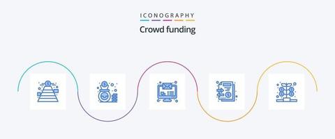 paquete de iconos azules 5 de crowdfunding que incluye inversión. fondo. imac. dinero. archivos vector