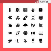 Modern Set of 25 Solid Glyphs Pictograph of circuit board cancer day big data rostrum podium Editable Vector Design Elements