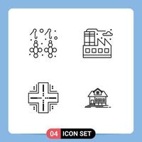 Modern Set of 4 Filledline Flat Colors Pictograph of earring datacenter jewelry factory server Editable Vector Design Elements