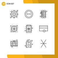 9 Creative Icons Modern Signs and Symbols of finance clipboard mobile target fund Editable Vector Design Elements