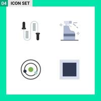 Group of 4 Modern Flat Icons Set for jumping atom skipping cleaning chemistry Editable Vector Design Elements